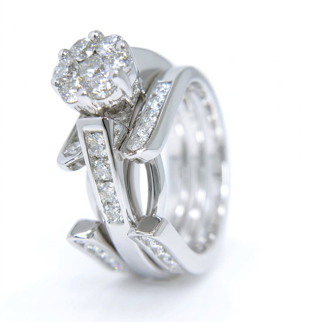 14 KT WHITE GOLD - ROUND DIAMOND INSERT RING - 2.01 CT