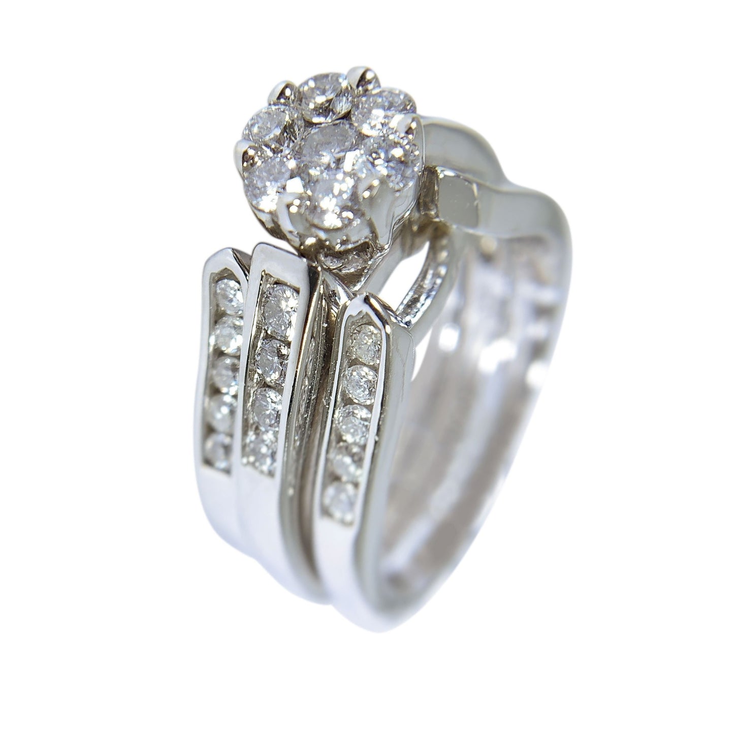 14 KT WHITE GOLD - ROUND DIAMOND INSERT RING - 2.01 CT