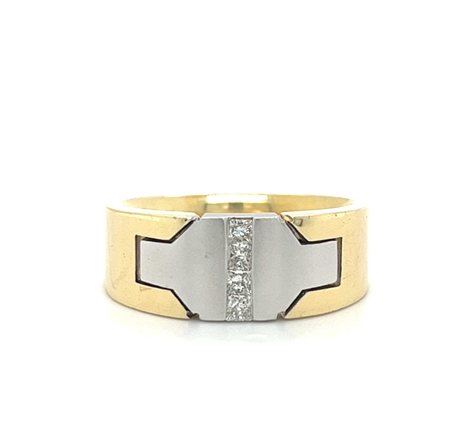 14KT TWO TONE GOLD FANCY MENS DIAMOND WEDDING BAND