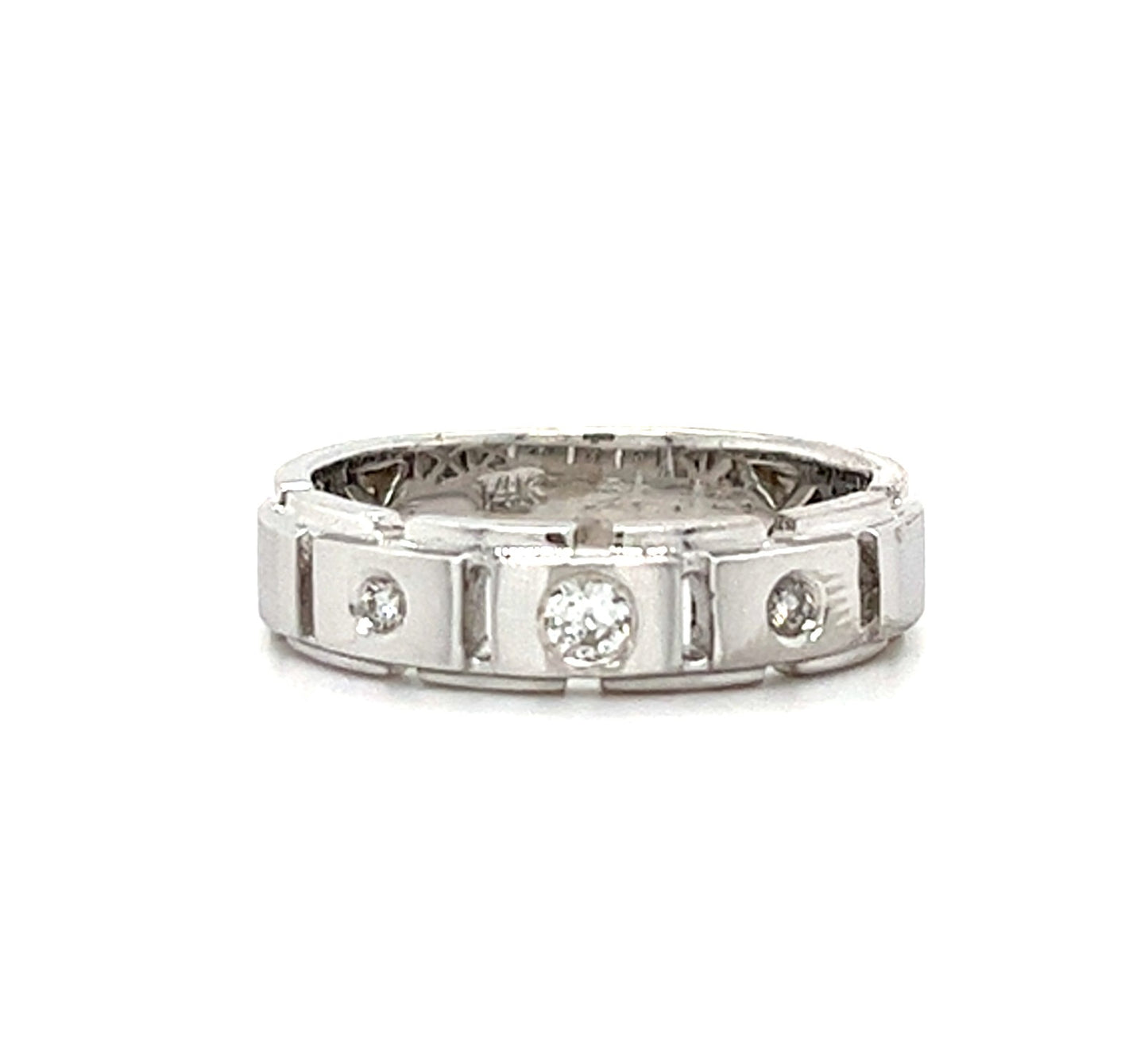 14KT WHITE GOLDFANCY MENS DIAMOND WEDDING BAND