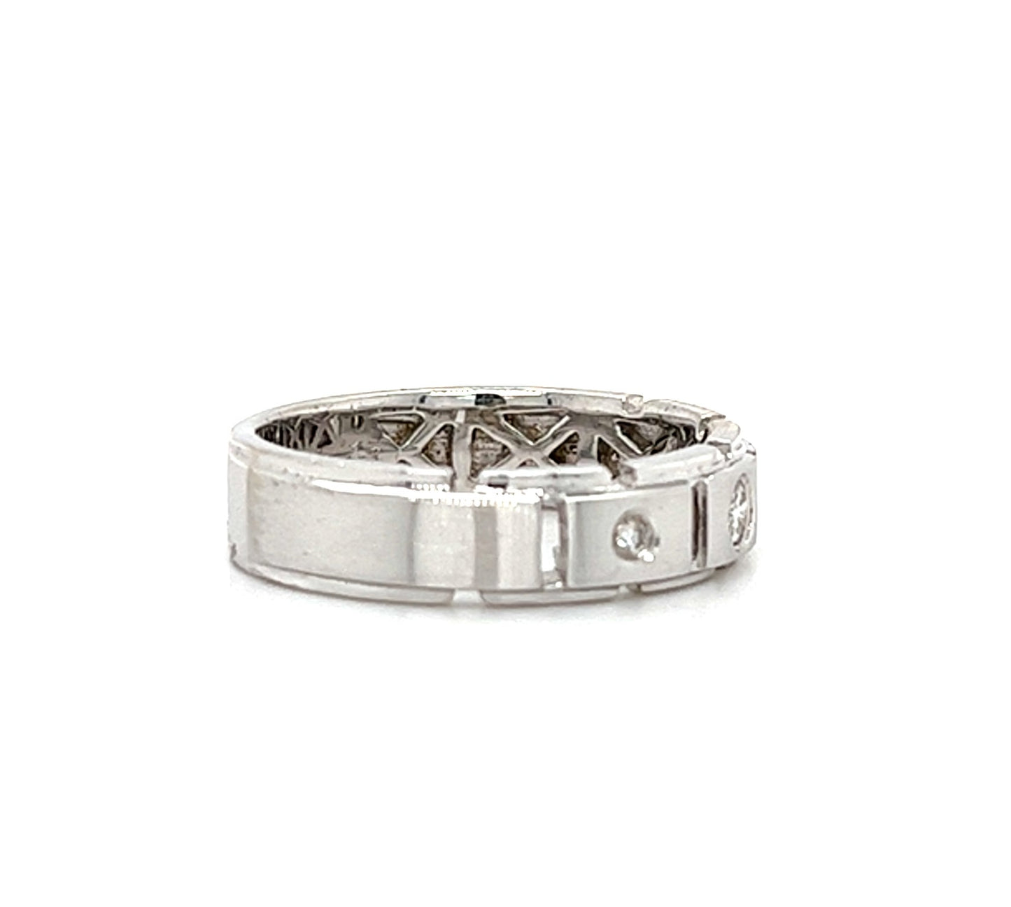 14KT WHITE GOLDFANCY MENS DIAMOND WEDDING BAND