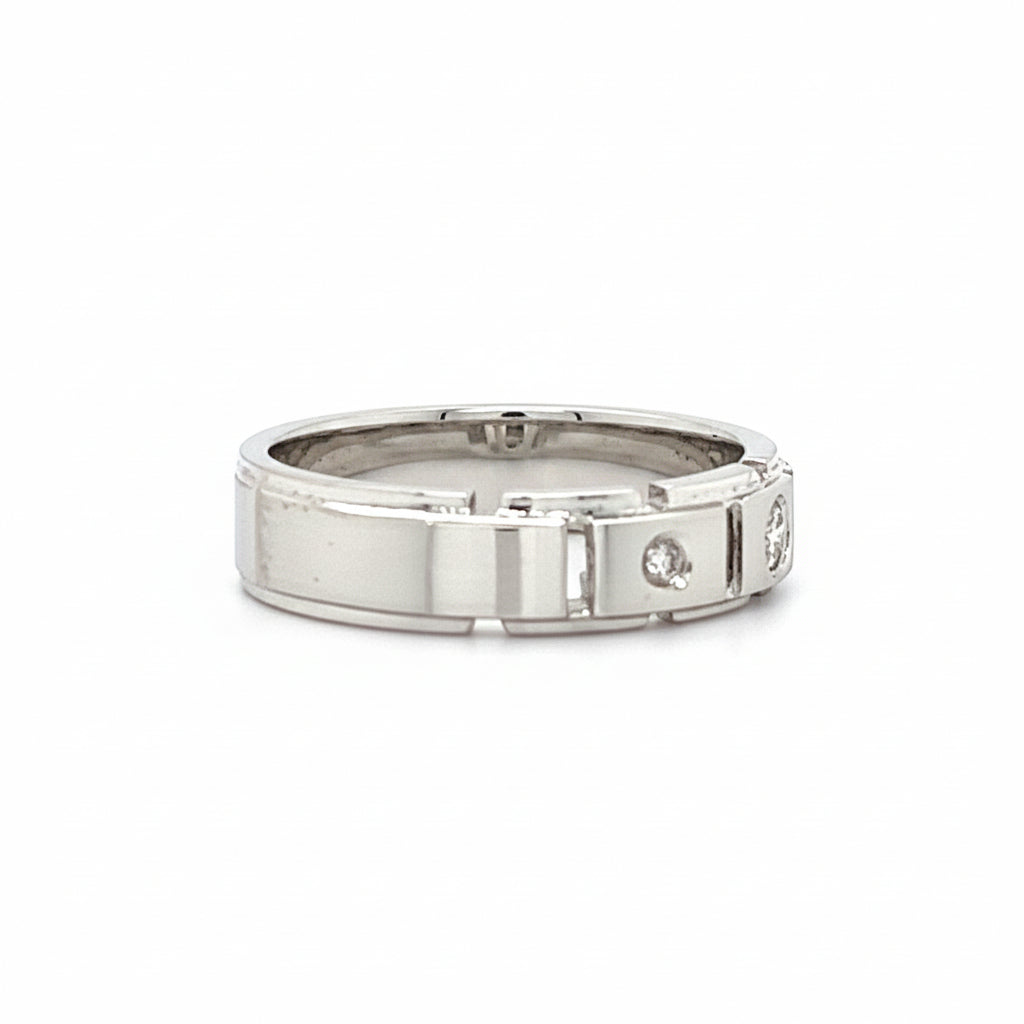 14KT WHITE GOLDFANCY MENS DIAMOND WEDDING BAND
