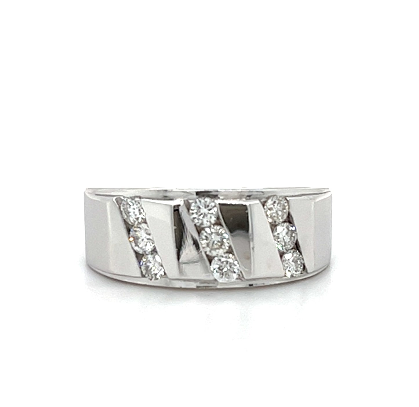 14KTWHITE GOLD FANCY MENS DIAMOND WEDDING BAND