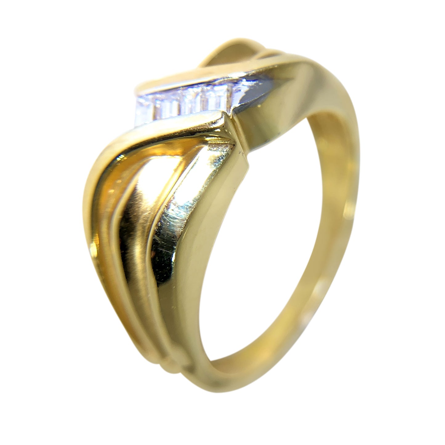 14 KT TT GOLD - SQUARE DESIGN WITH BAGUETTE DIAMONDS MENS RING - 0.42 CT