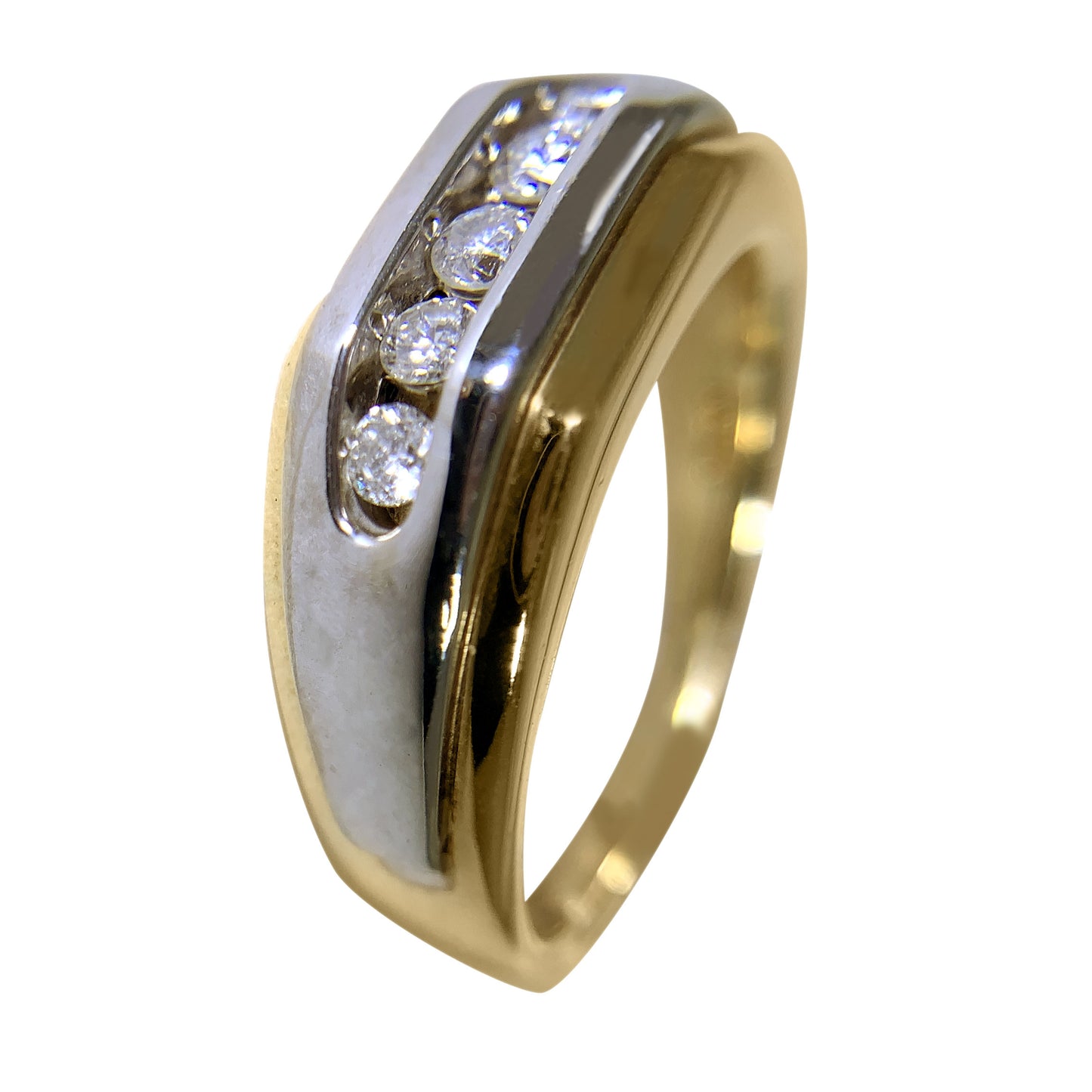 14 KT TT GOLD - 5 STONES WEDDING BAND - 0.38 CT