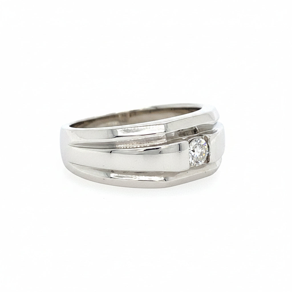 4KT WHITE GOLD FANCY MENS PINKY RING