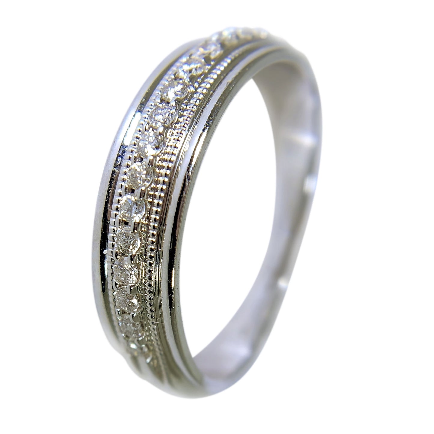 10 KT WHITE GOLD - ROUND DIAMONDS WEDDING BAND - 0.25 CT