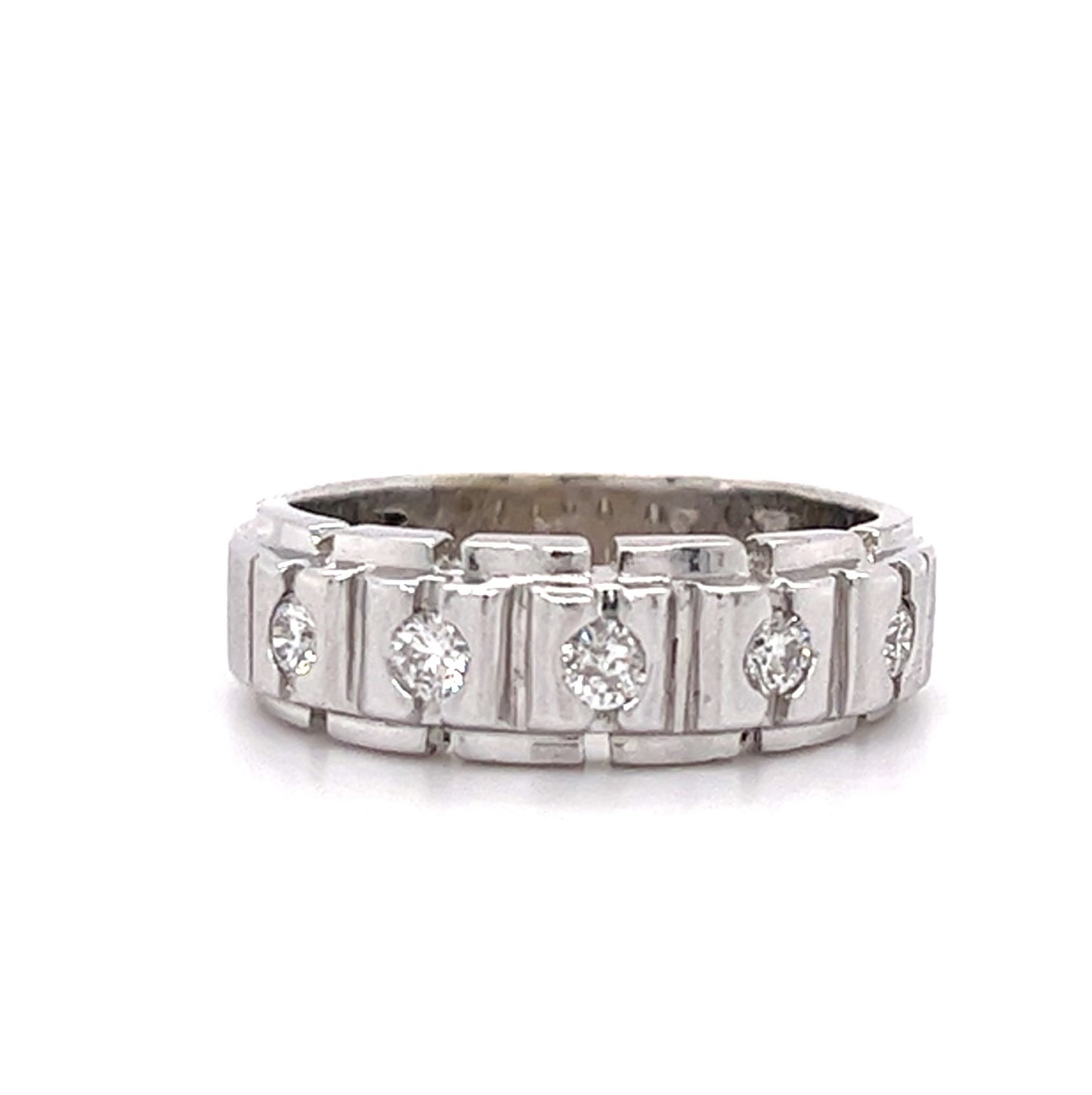 14KT WHITE GOLDFANCY MENS WEDDING BAND