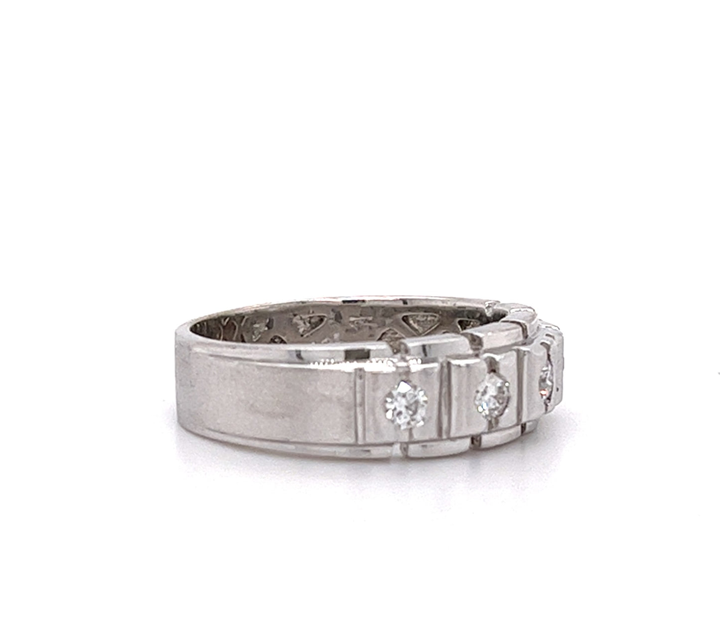 14KT WHITE GOLDFANCY MENS WEDDING BAND