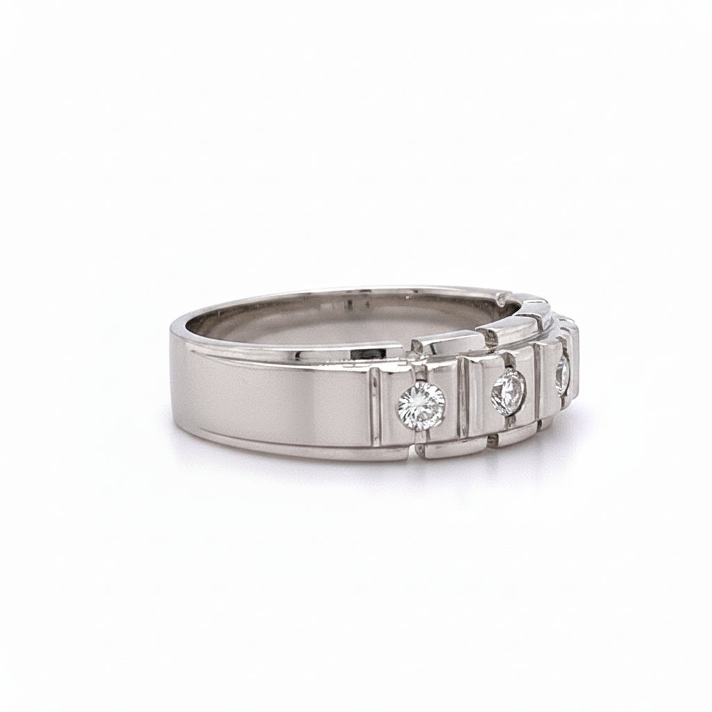 14KT WHITE GOLDFANCY MENS WEDDING BAND