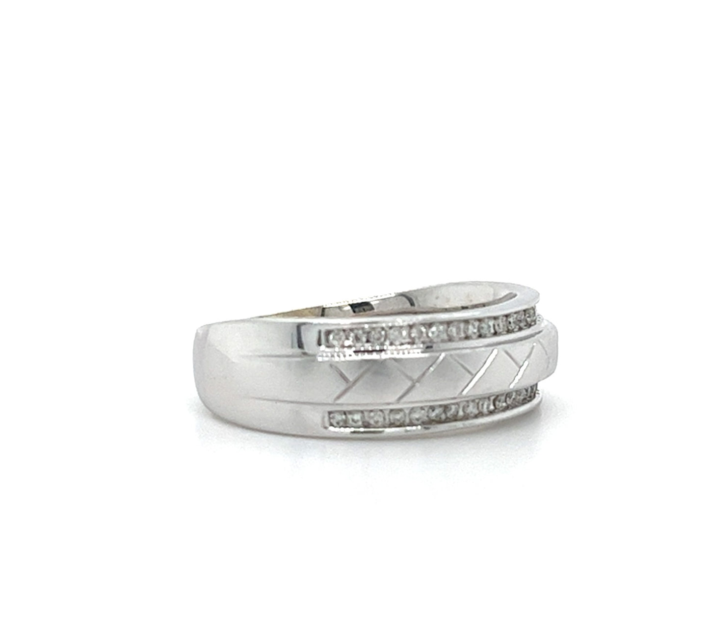 14KT WHITE GOLD MENS DIAMOND WEDDING BAND