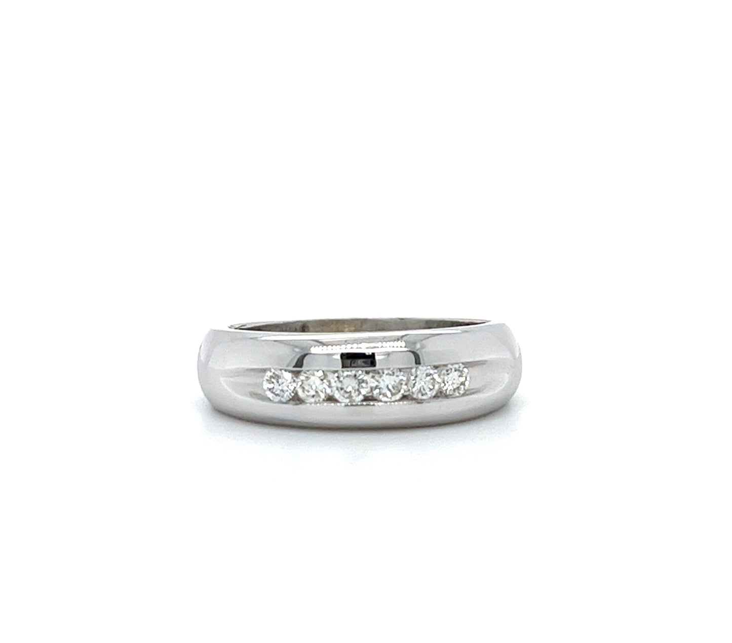 14 KT WHITE GOLD FANCY MEN'S DIAMOND WEDDING BAND