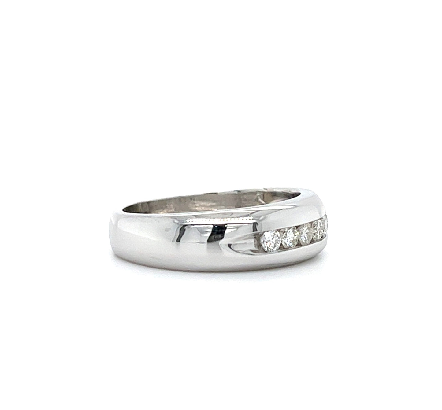 14 KT WHITE GOLD FANCY MEN'S DIAMOND WEDDING BAND