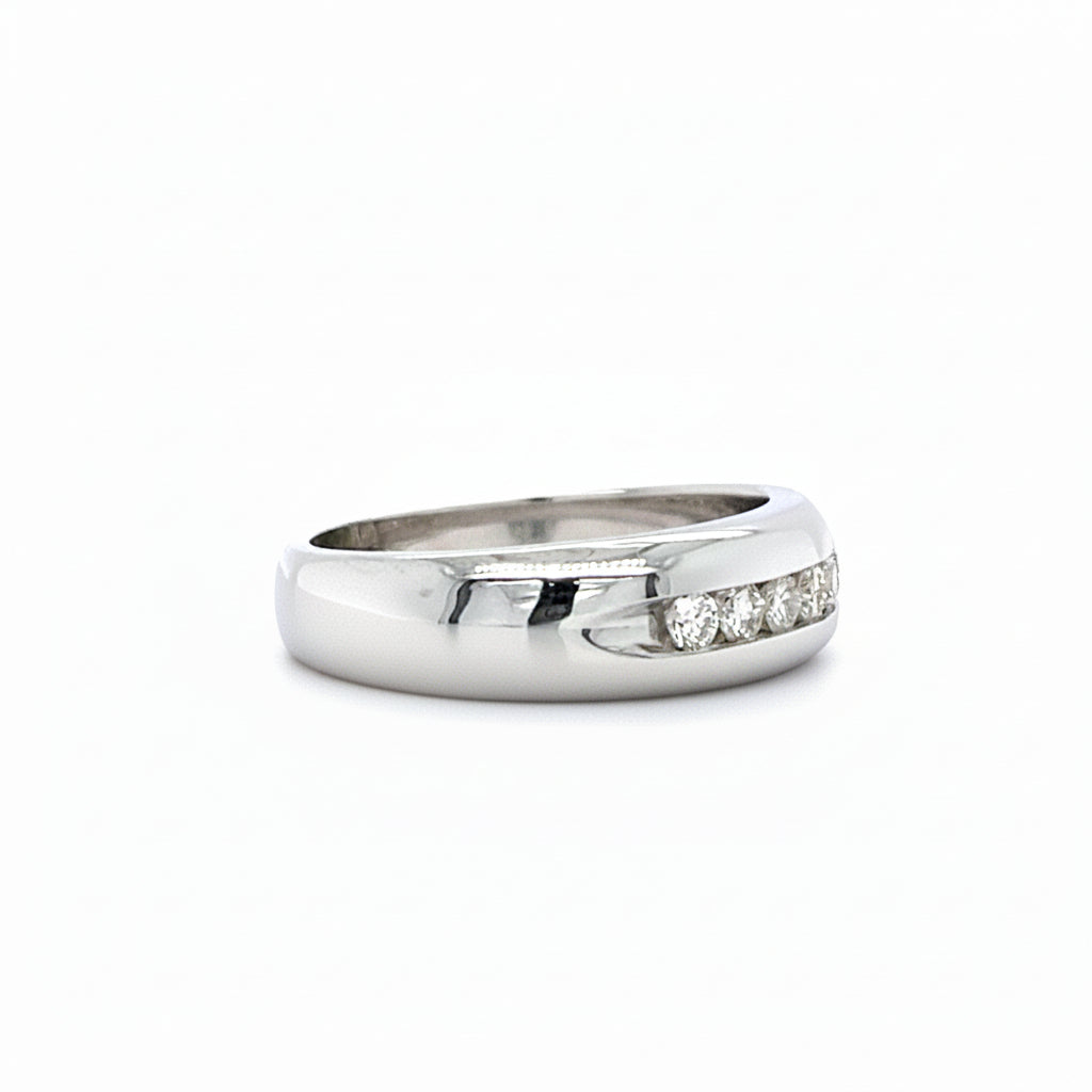 14 KT WHITE GOLD FANCY MEN'S DIAMOND WEDDING BAND
