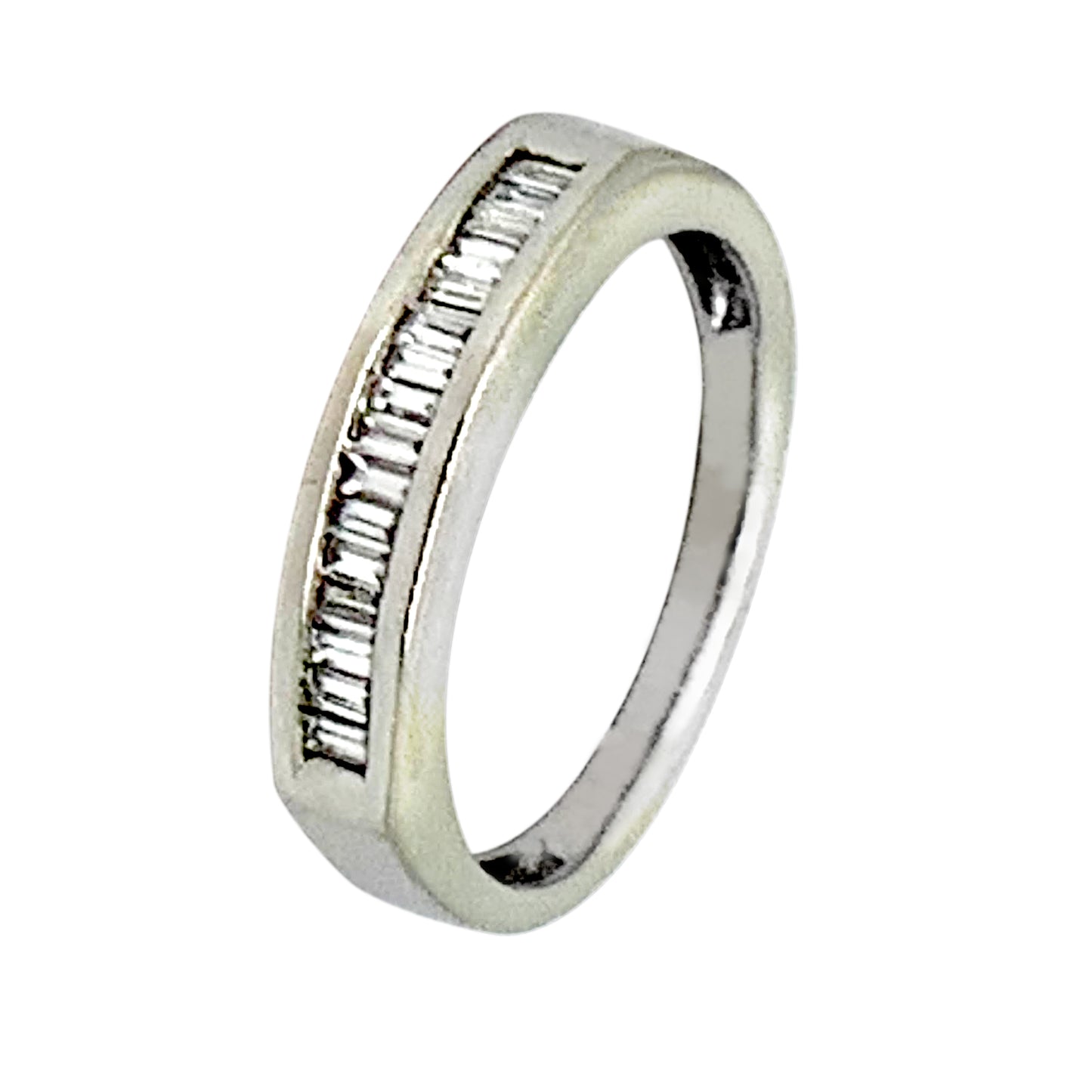 14 KT WHITE GOLD BAGUETTE DIAMOND WEDDING BAND - 0.80 CT