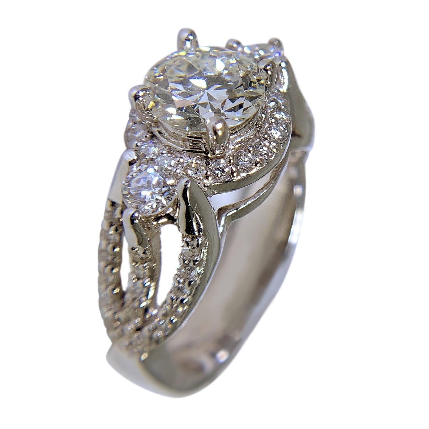 14 KT WHITE GOLD - WOMENS ROUND DIAMOND RING - 2.52 CT