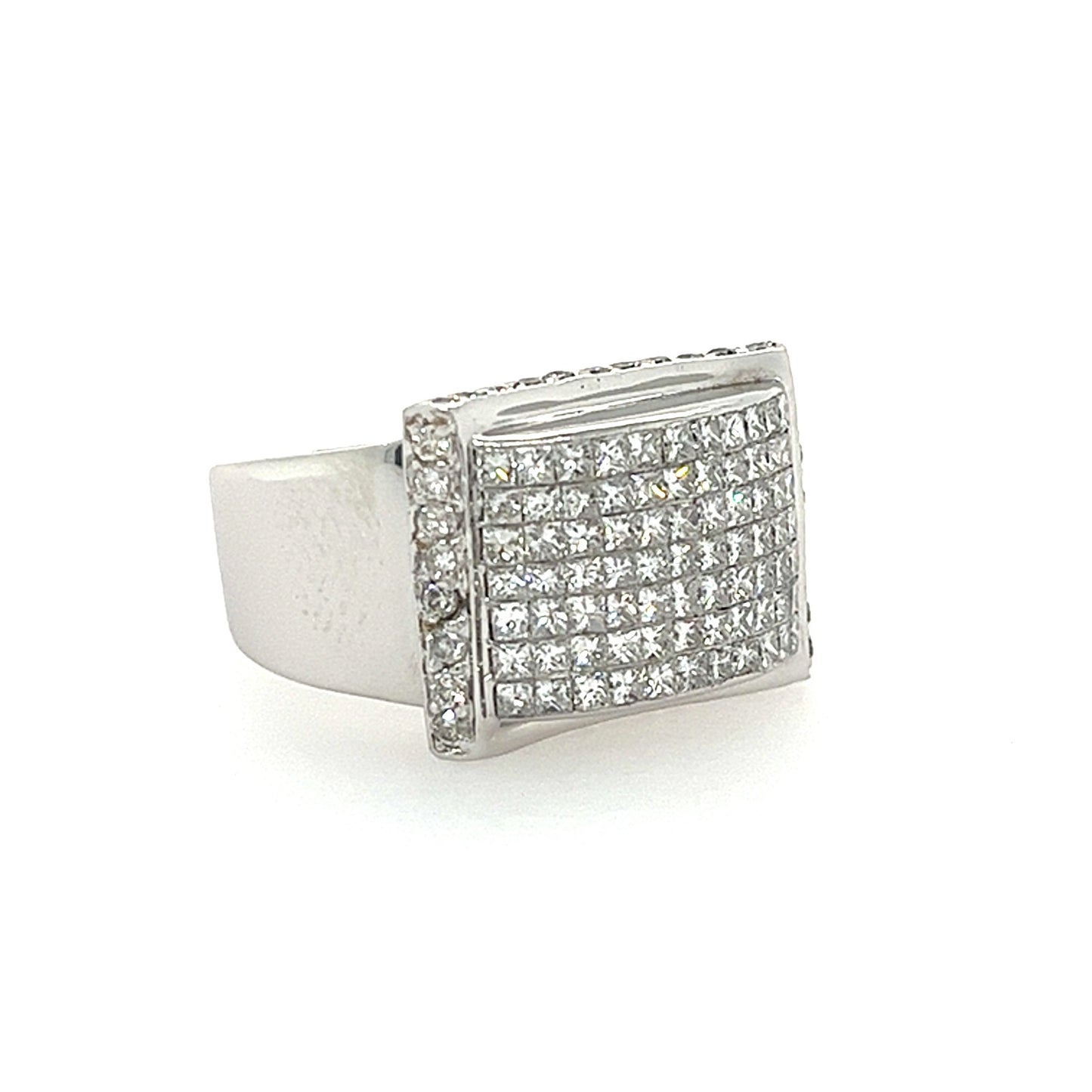 14KT WHITE GOLD FANCY MENS DIAMOND RING