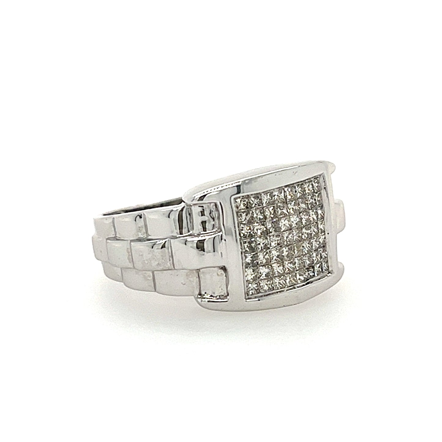 14KT WHITE GOLD FANCY MENS DIAMOND RING