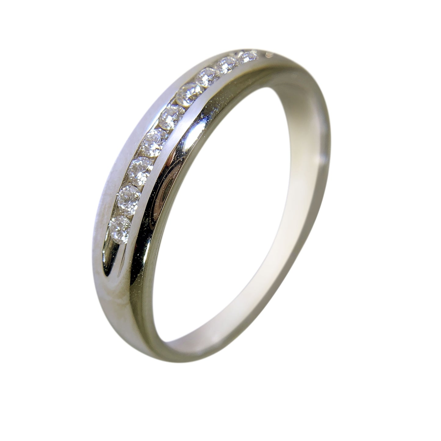 14 KT WHITE GOLD - ROUND DIAMOND MENS WEDDING BAND - 0.50 CT