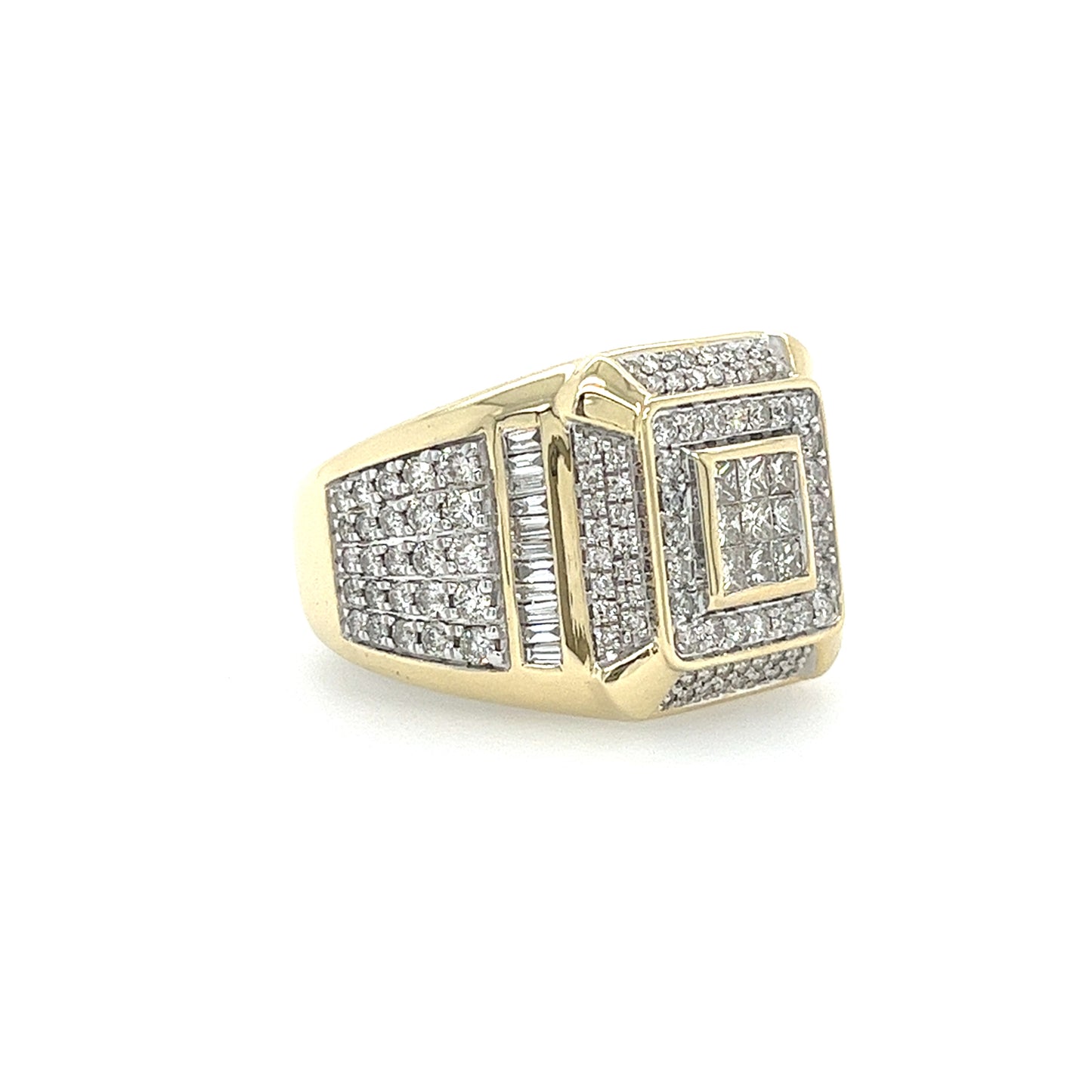 10KT YELLOW GOLD FANCY MEN'S CUSTOM MADE DIAMOND FASHION RING