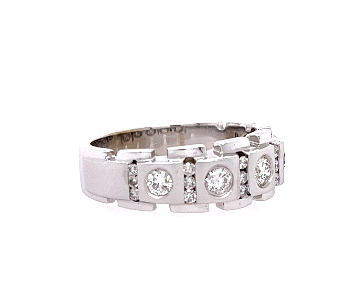 14KT WHITE GOLD FANCY MENS DIAMOND WEDDING BAND