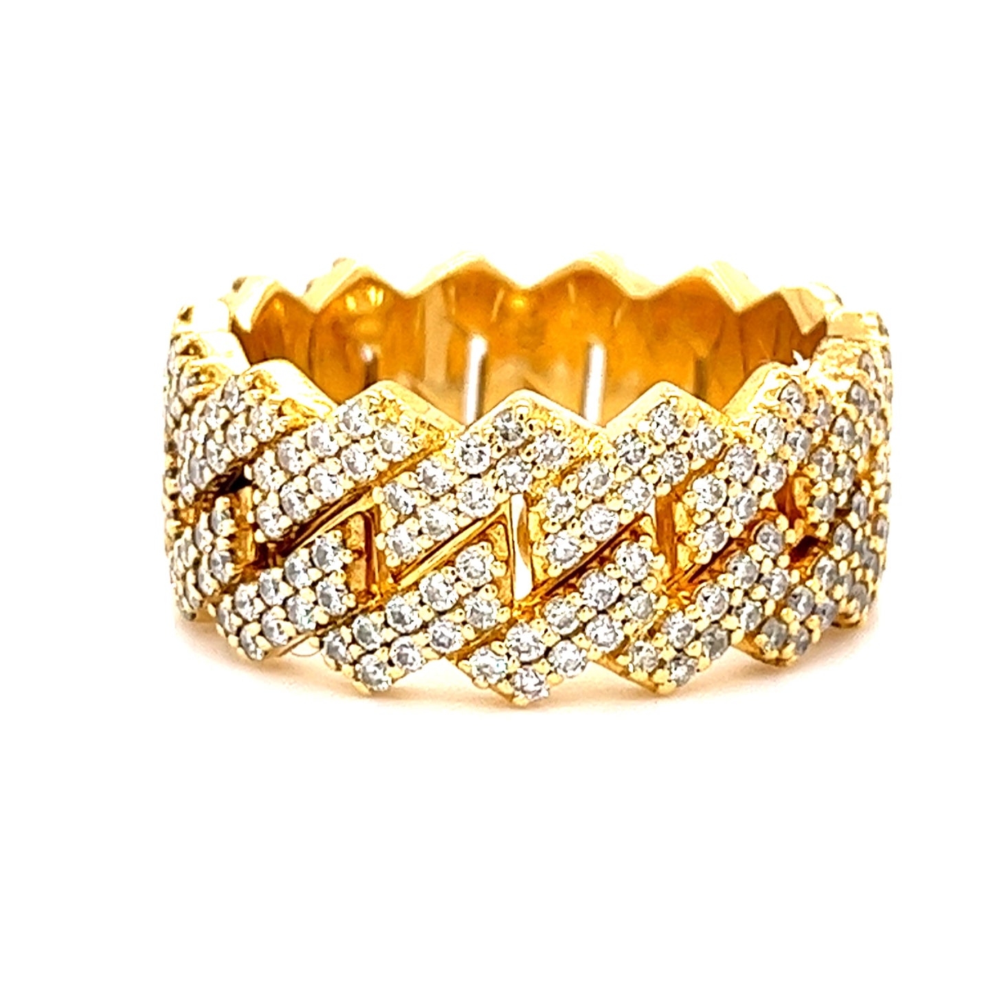 14 KT YELLOW GOLD FANCY MENS DIAMOND WEDDING BAND