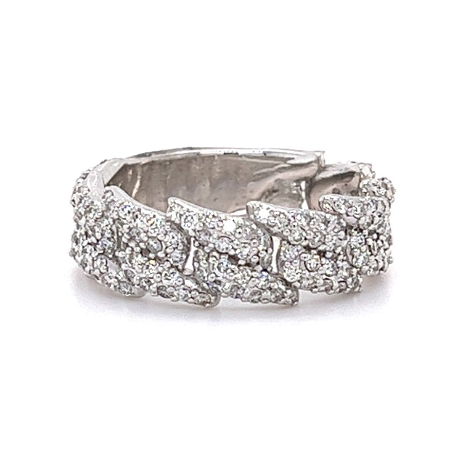 14KT WHITE GOLD DIAMOND MIAMI CUBAN BAND