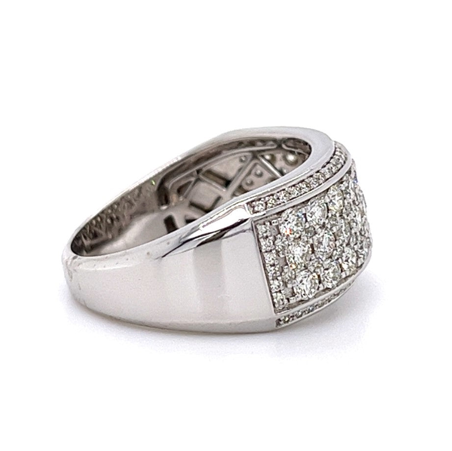 14KT WHITE GOLD FANCY MENS DIAMOND WEDDING BAND