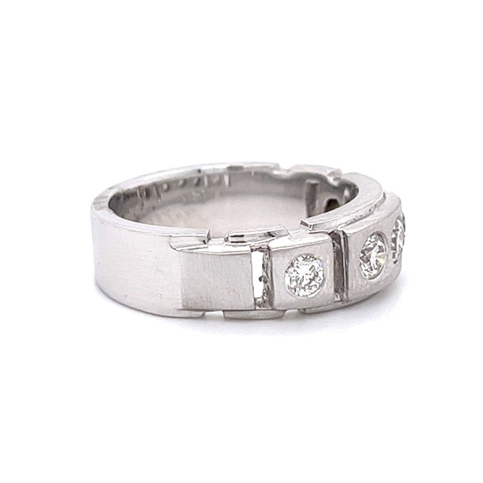 14KT WHITE GOLD FANCY MENS DIAMOND WEDDING BAND