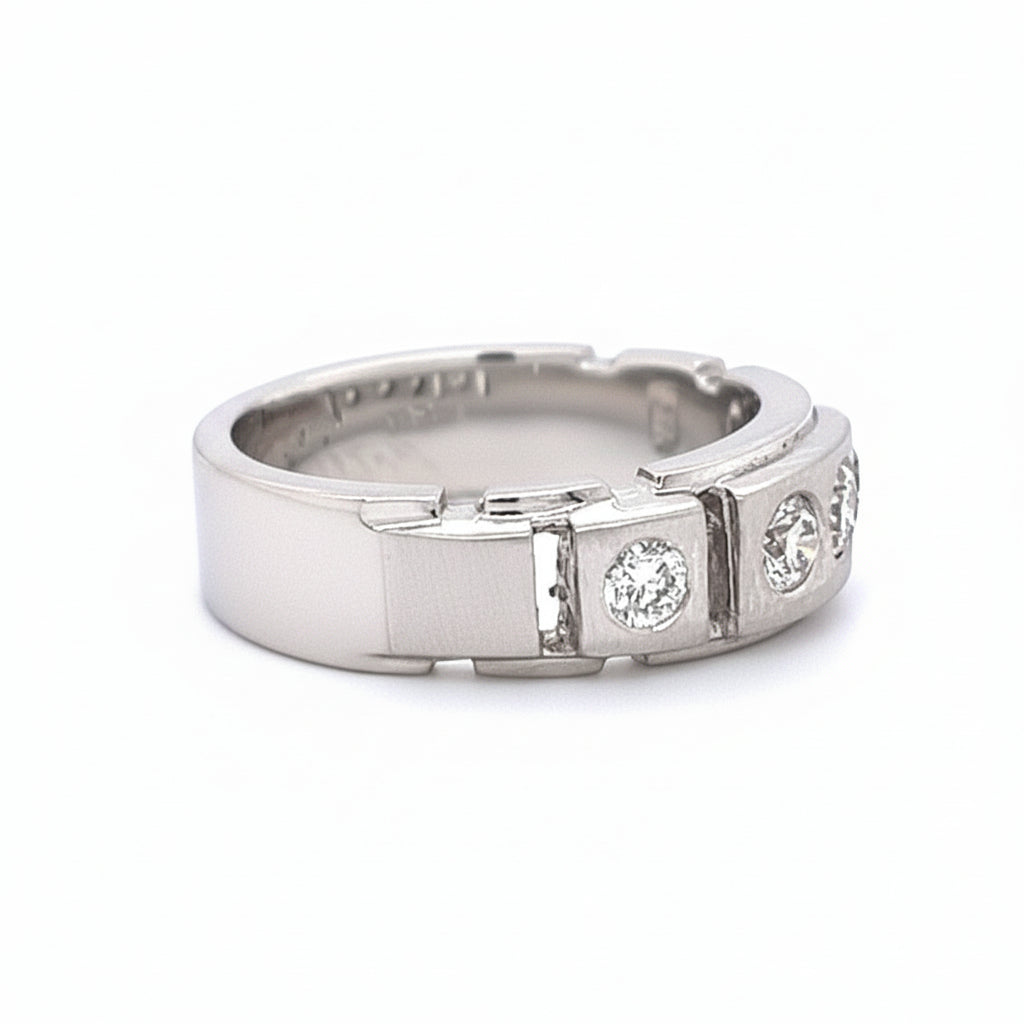 14KT WHITE GOLD FANCY MENS DIAMOND WEDDING BAND