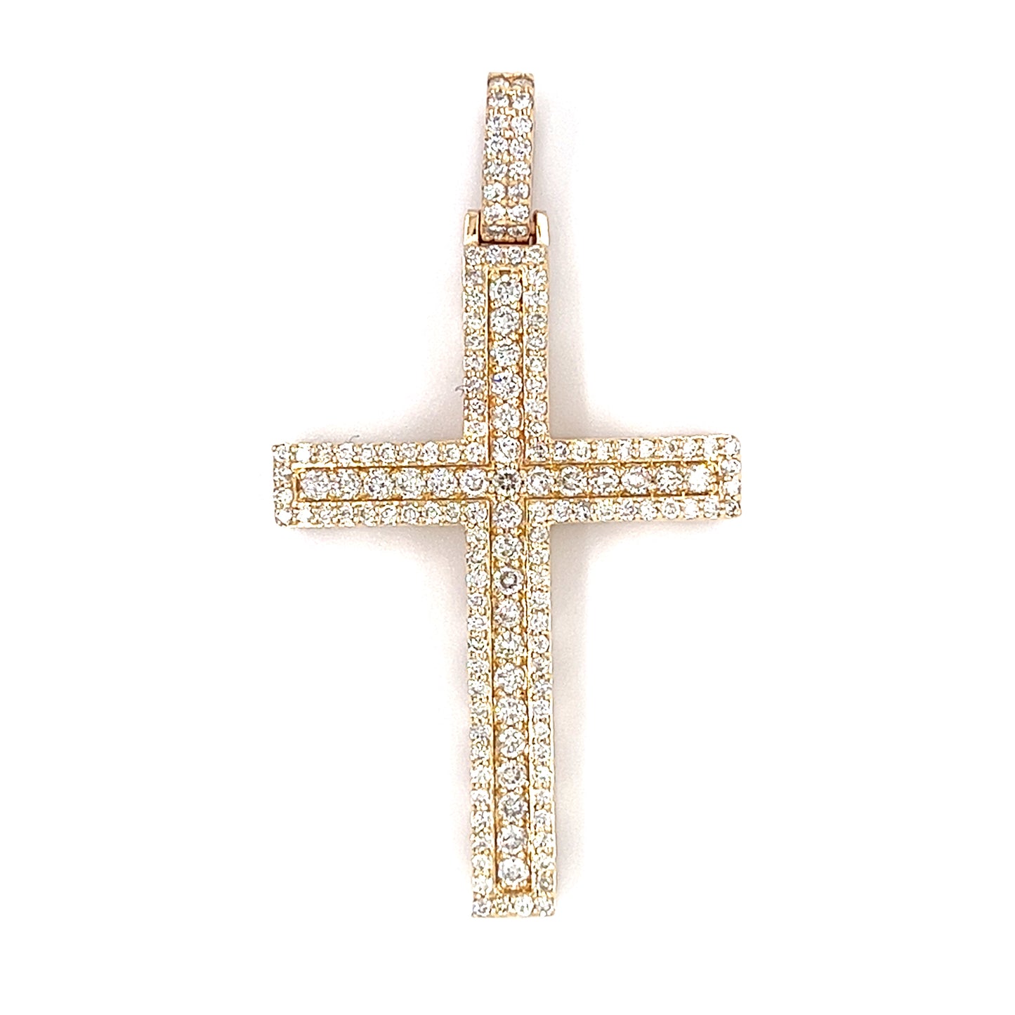 14KT YELLOW GOLD FANCY UNISEX DIAMOND CROSS PENDANT