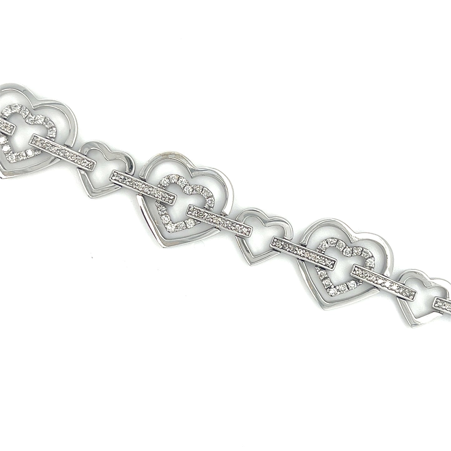 14KT WHITE GOLD HEARTS LADES DIAMOND BRACELET