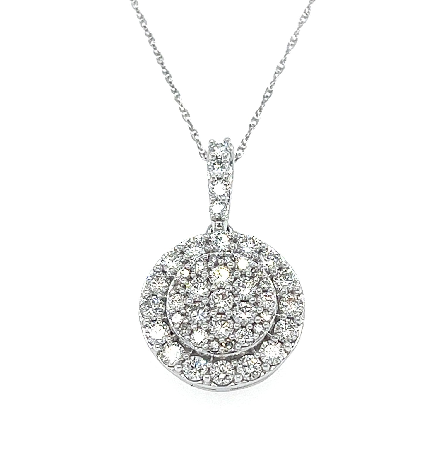 DOUBLE HALO LADIES FANCY DIAMOND CIRCLE PENDANT