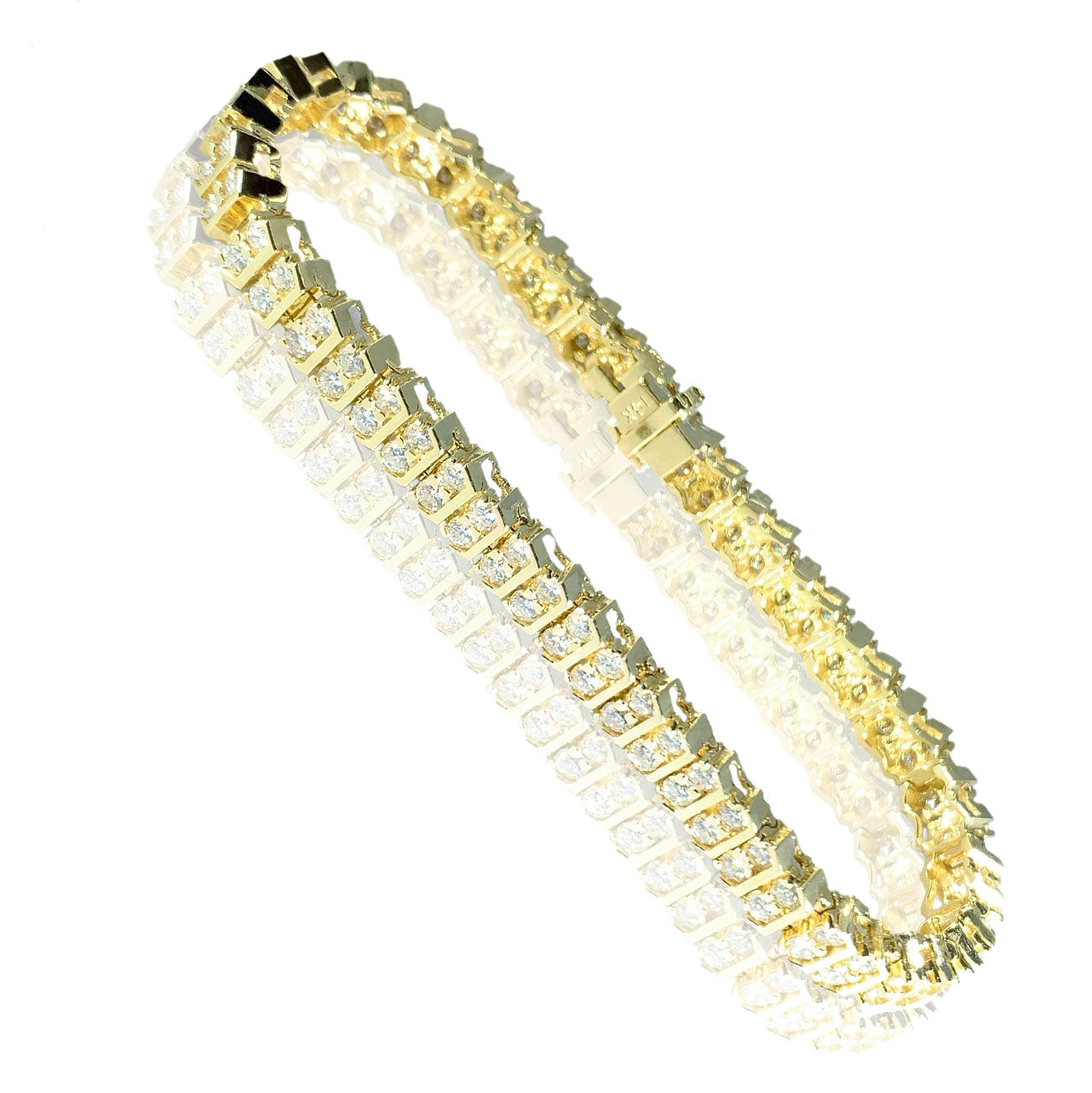 14K Yellow Gold Womens Bracelet with Round Diamonds in a Beautiful Design 6.48 ct