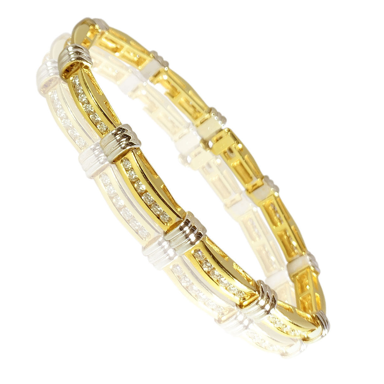 14K TT Gold Beautiful Diamonds Womens Bracelet 1.98 ct