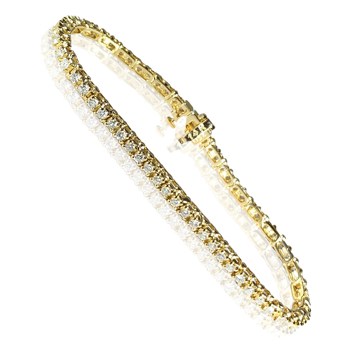 14K Yellow Gold Tennis Design with Round Diamonds 1.89 ct