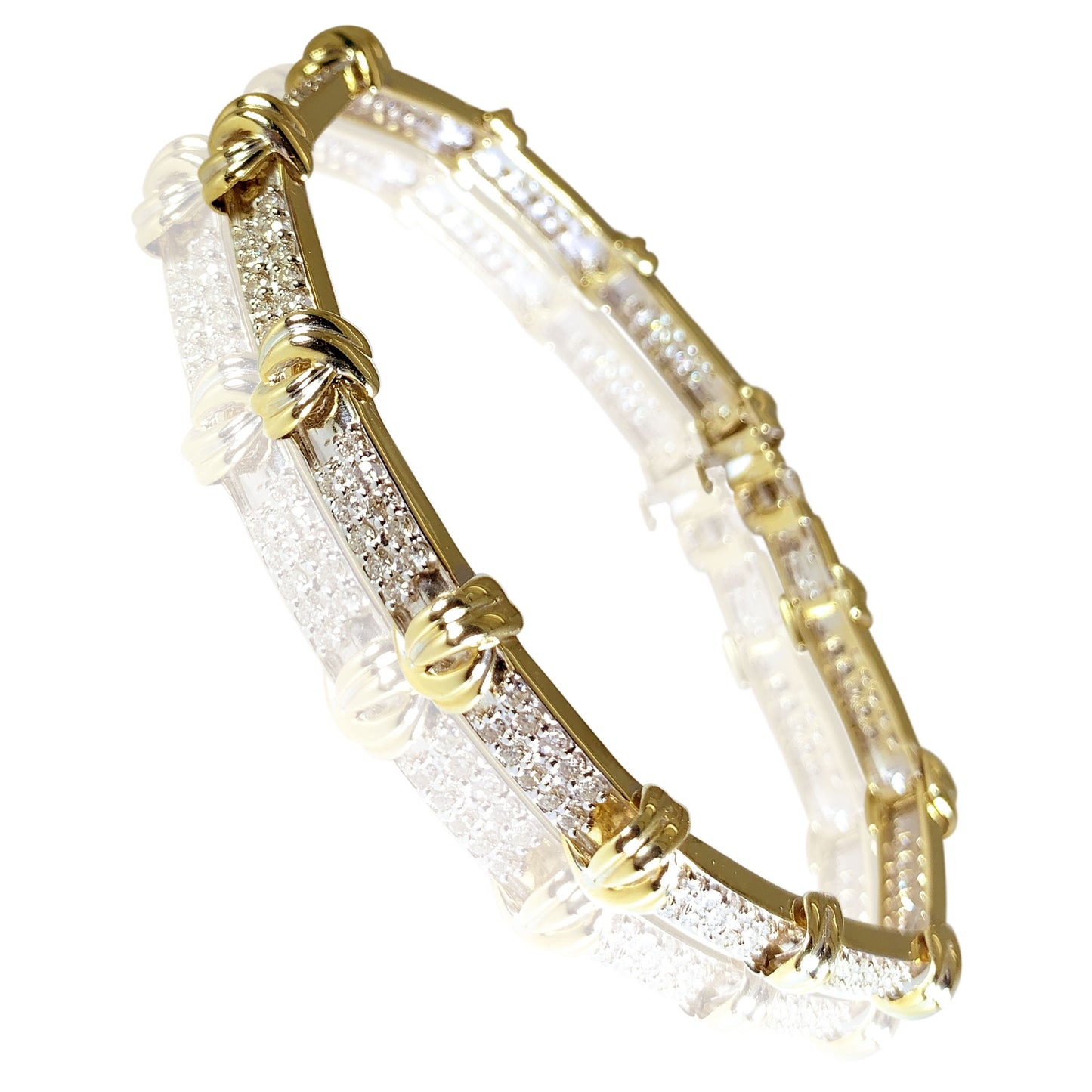 14K Yellow Gold Beautiful Design with Knots and Round Diamonds 2.98 ct
