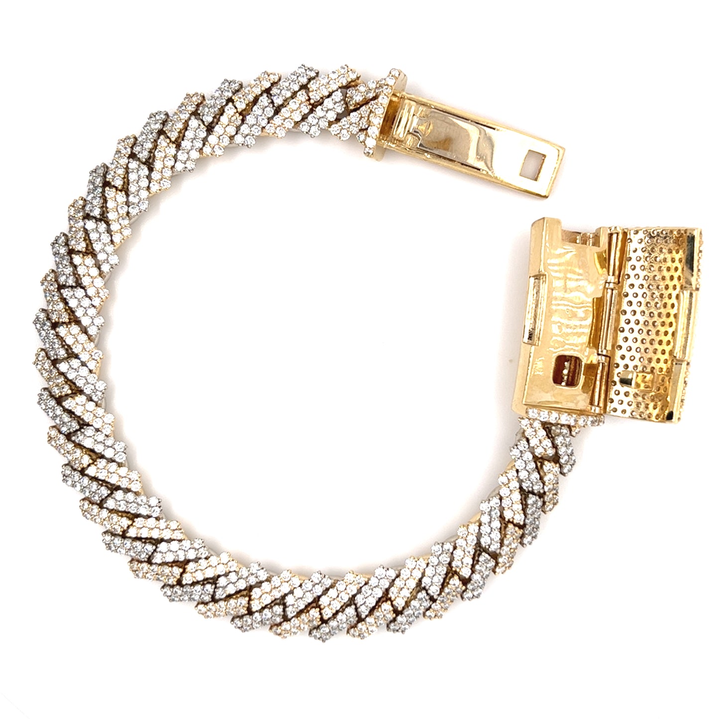 14 KT TWO TONE GOLD DIAMOND MIAMI CUBAN LINK BRACELET