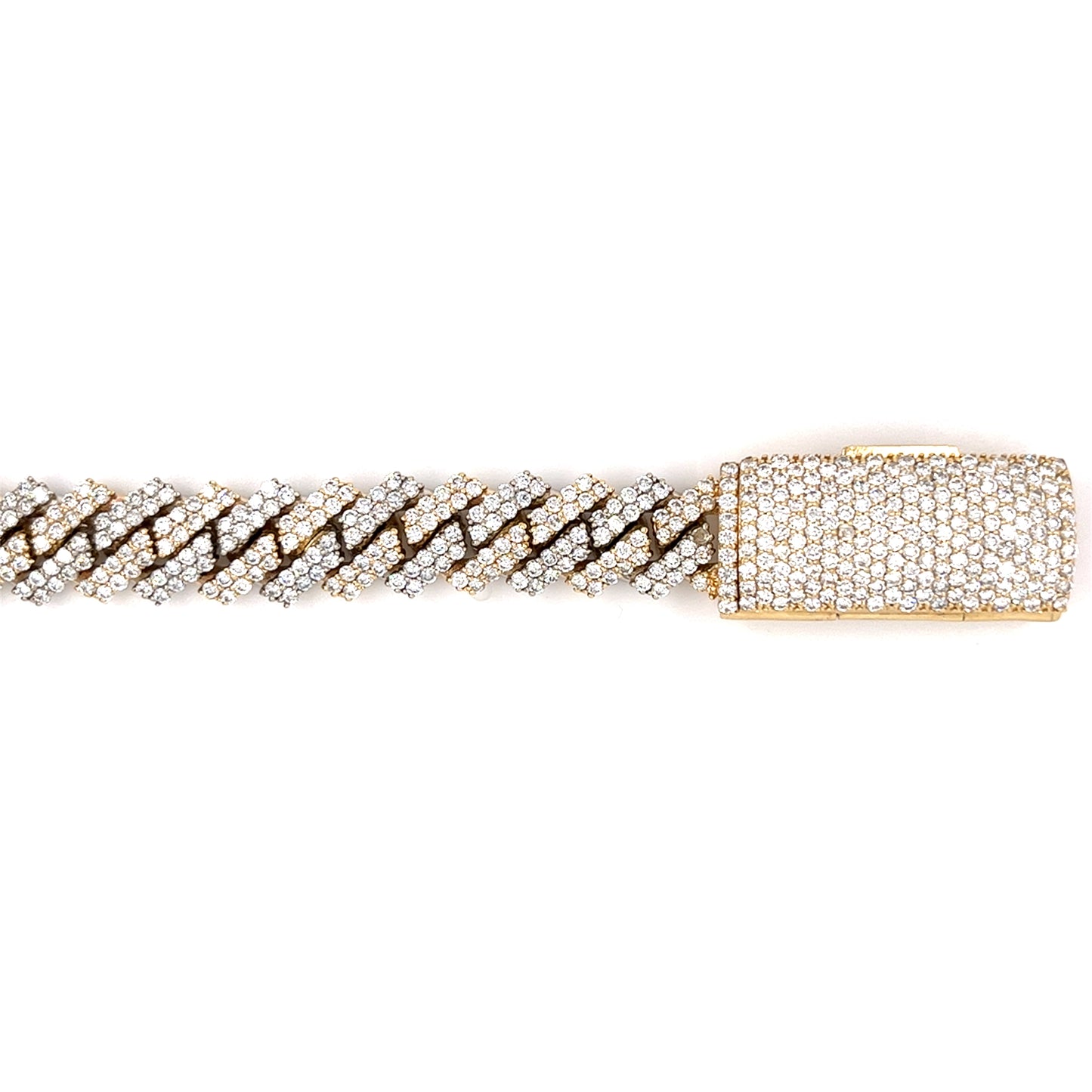 14 KT TWO TONE GOLD DIAMOND MIAMI CUBAN LINK BRACELET