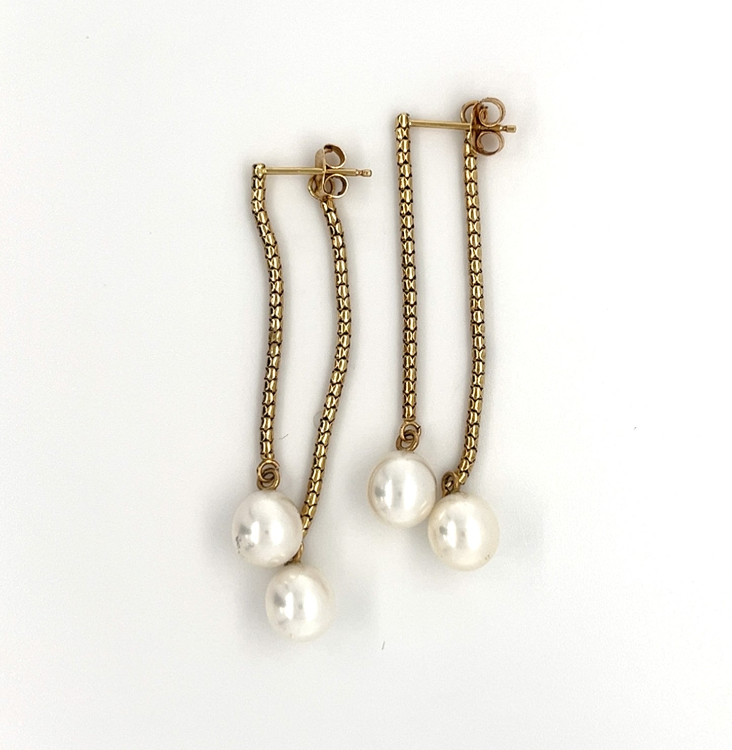 14KT YELLOW GOLD FANCY LADIES DROP PEARL EARRINGS