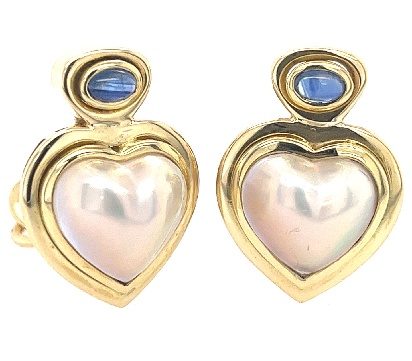 18KT YELLOW GOLD FANCY DIAMOND AND MOBY PEARL EARRINGS