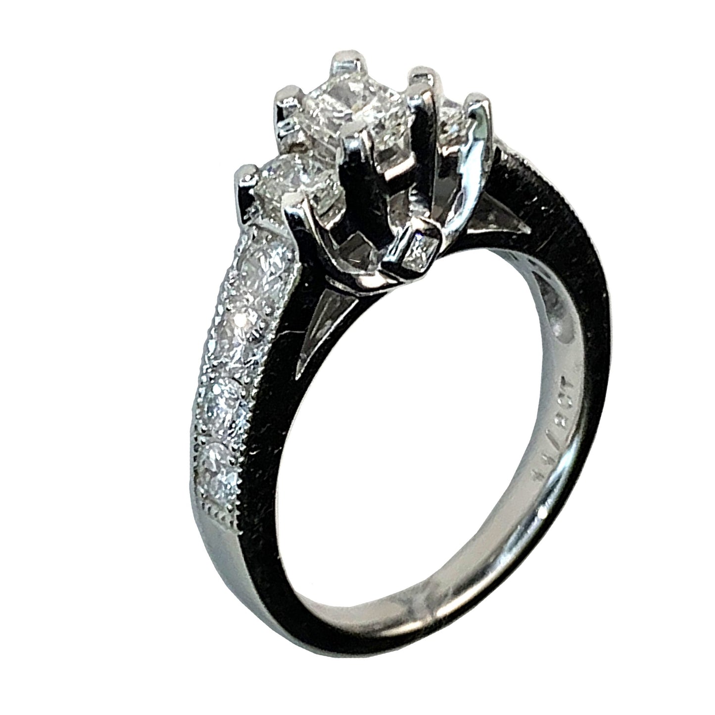 14 KT WHITE GOLD PRINCESS DIAMONDS ENGAGEMENT RING - 2.08 CT