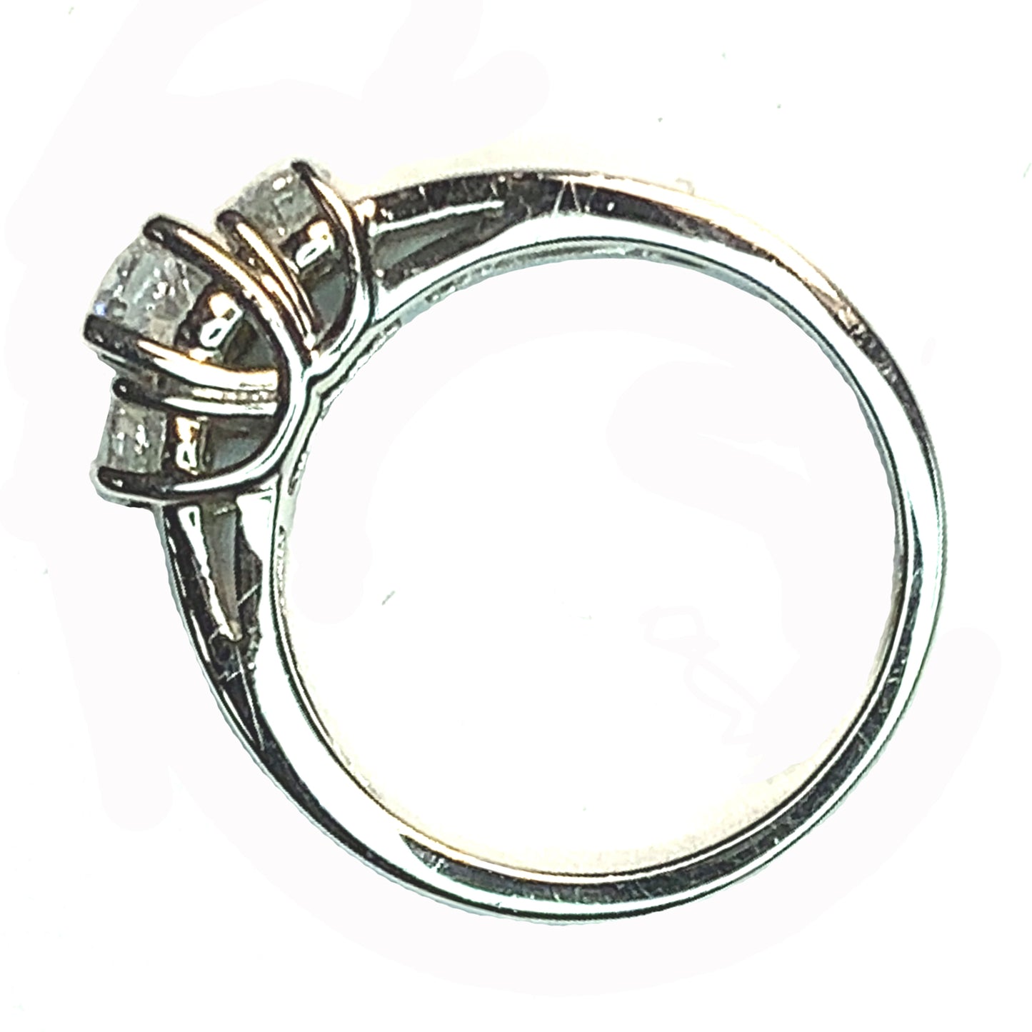 14 WHITE GOLD ROUND DIAMONDS 3 STONES ENGAGEMENT RING - 0.48 CT