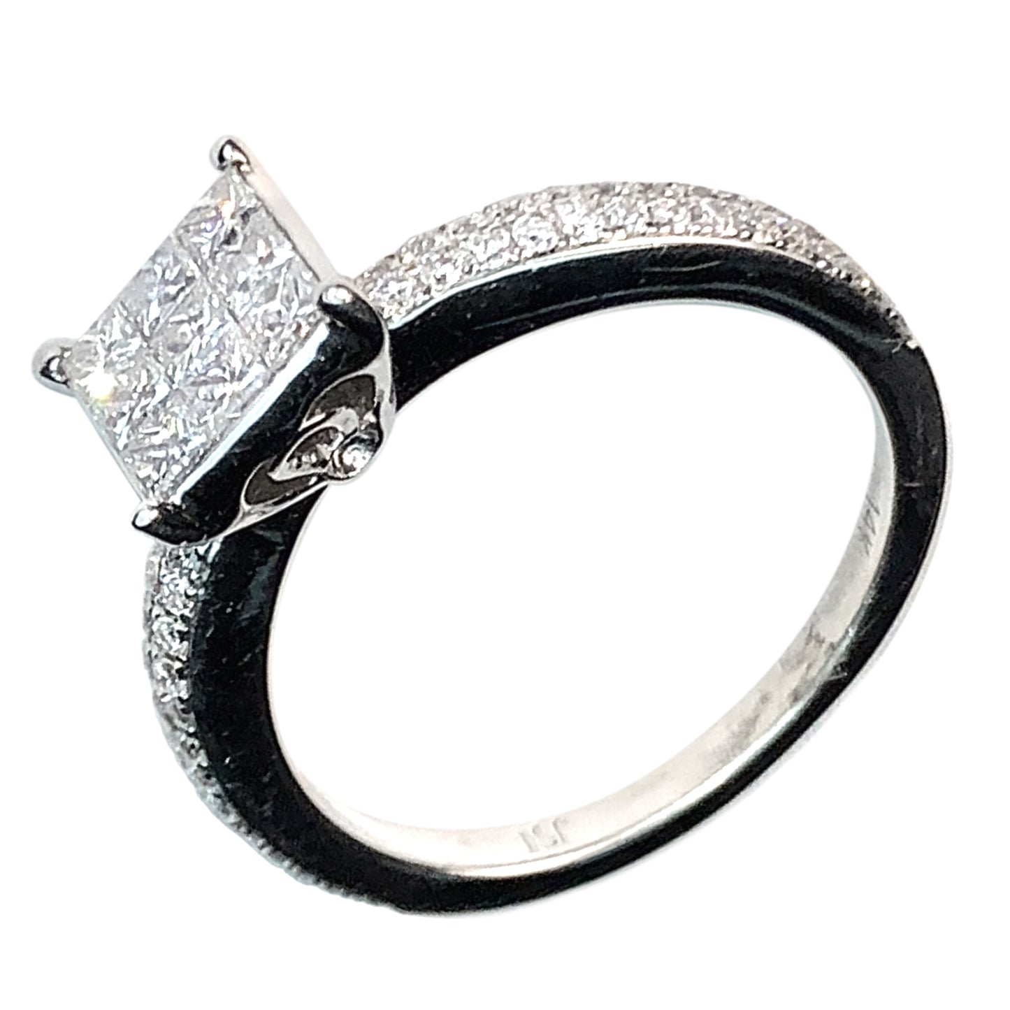 14 WHITE GOLD PRINCESS DIAMONG ENGAGEMENT RING - 1.26 CT
