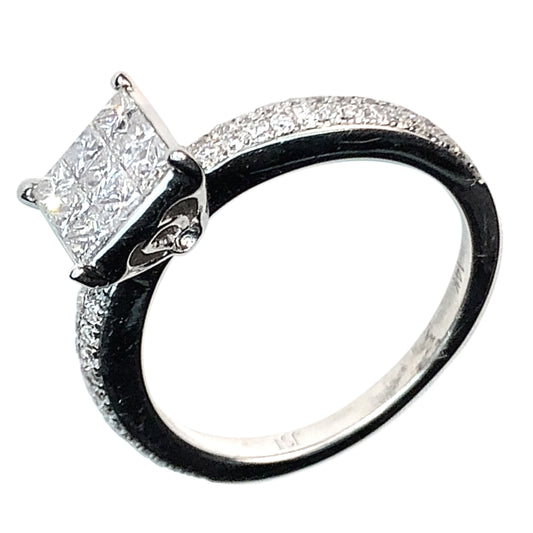 14 WHITE GOLD PRINCESS DIAMONG ENGAGEMENT RING - 1.26 CT