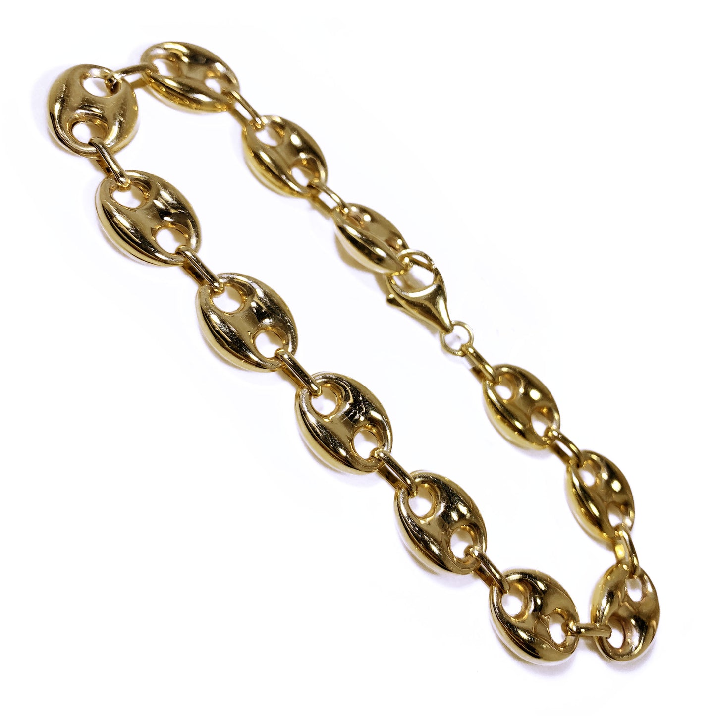 10K Yellow Gold Gucci Style Men Bracelet 10" 12.5mm