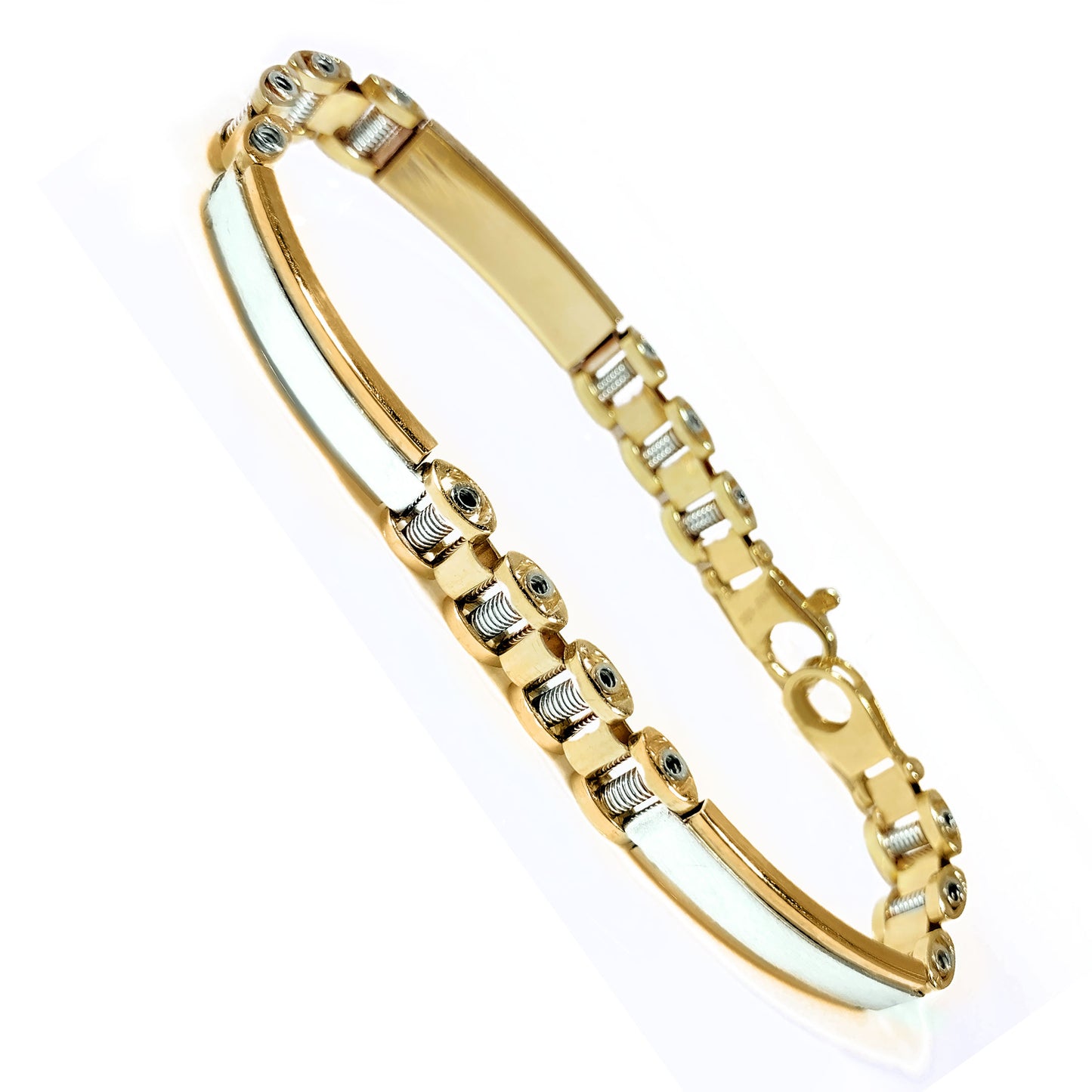 10K Two Tone Gold Men’s Fancy Bracelet 8″ Inches 8mm
