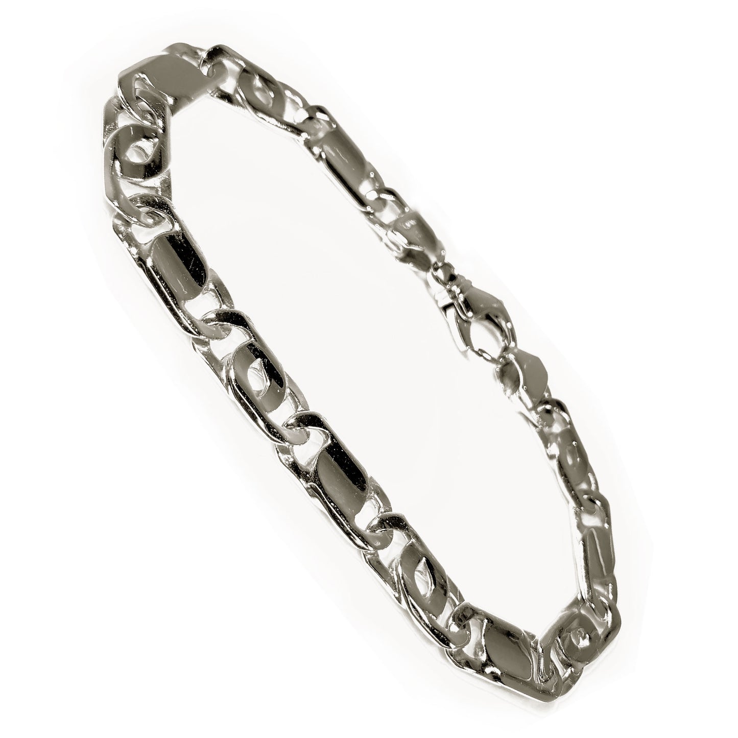 14K White Gold Fancy Style Men Bracelet 8.5" 8mm
