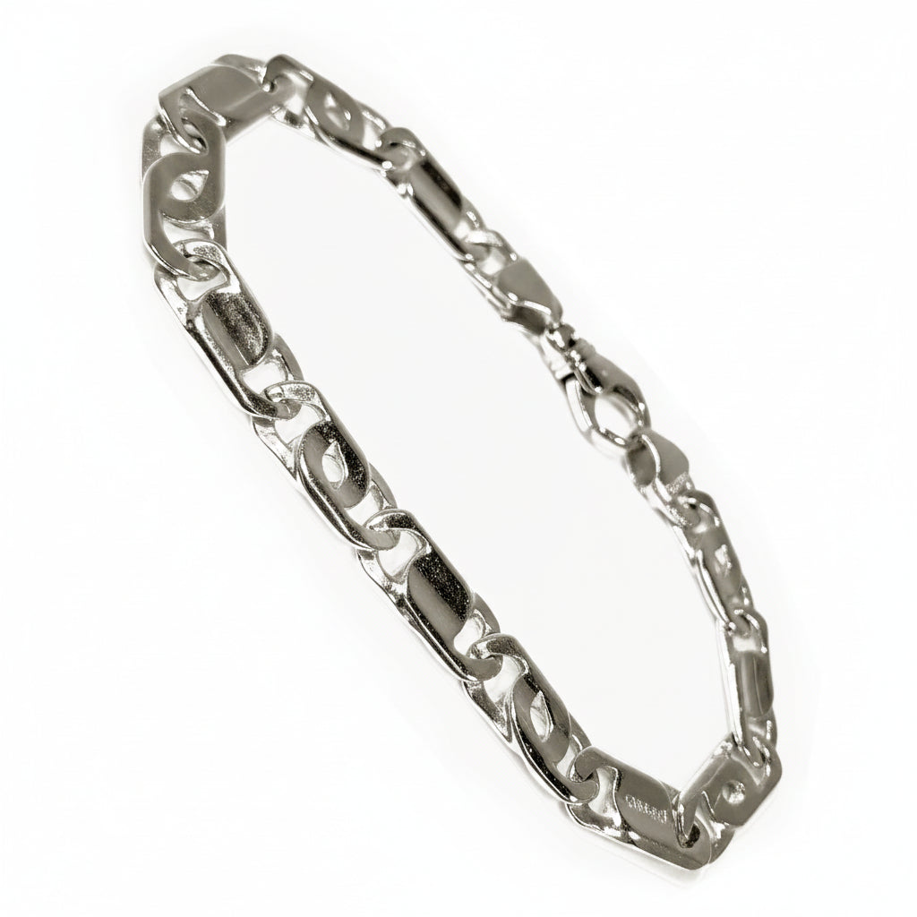 14K White Gold Fancy Style Men Bracelet 8.5" 8mm