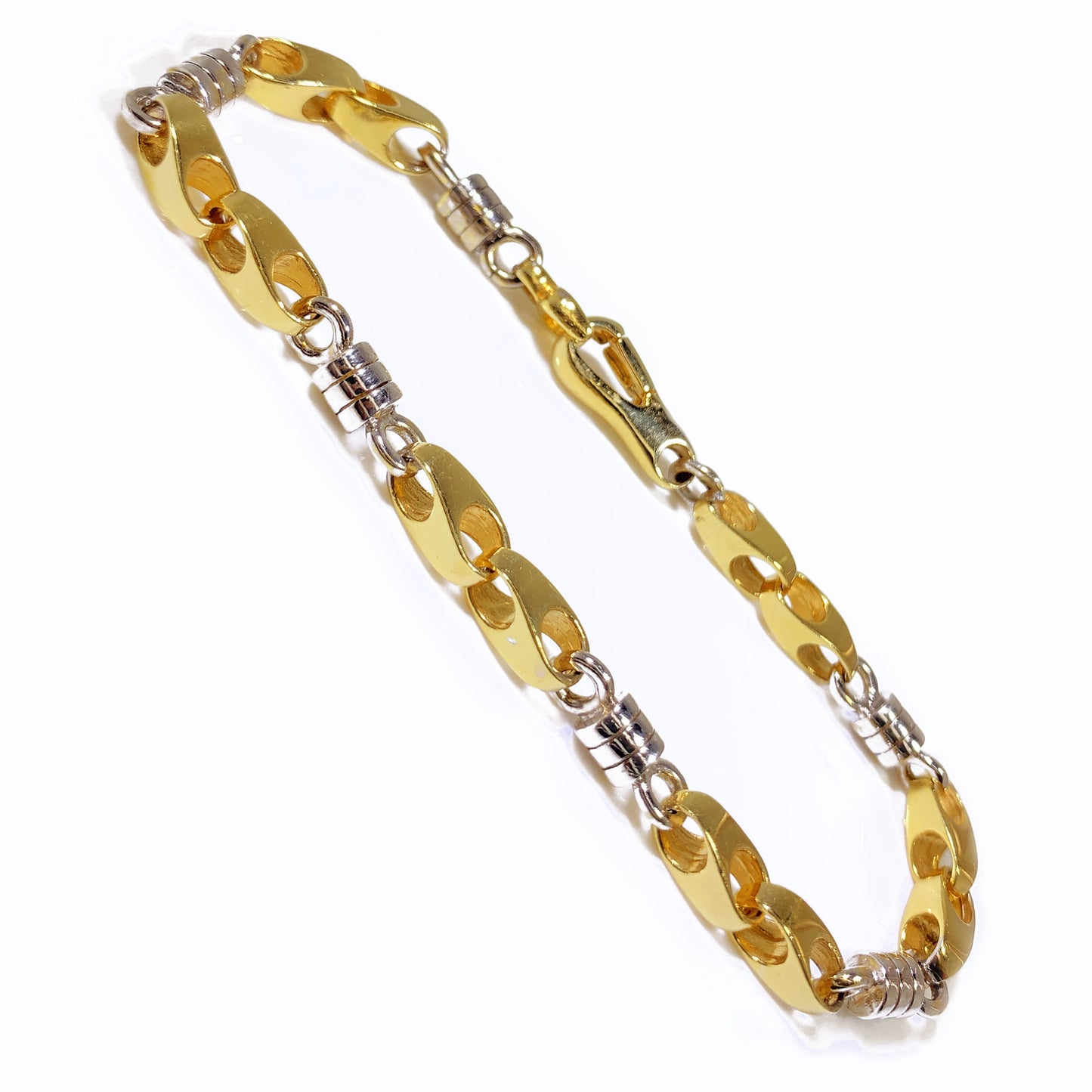 14K Two Tone Gold Fancy Style Men Bracelet 8.5" 5mm